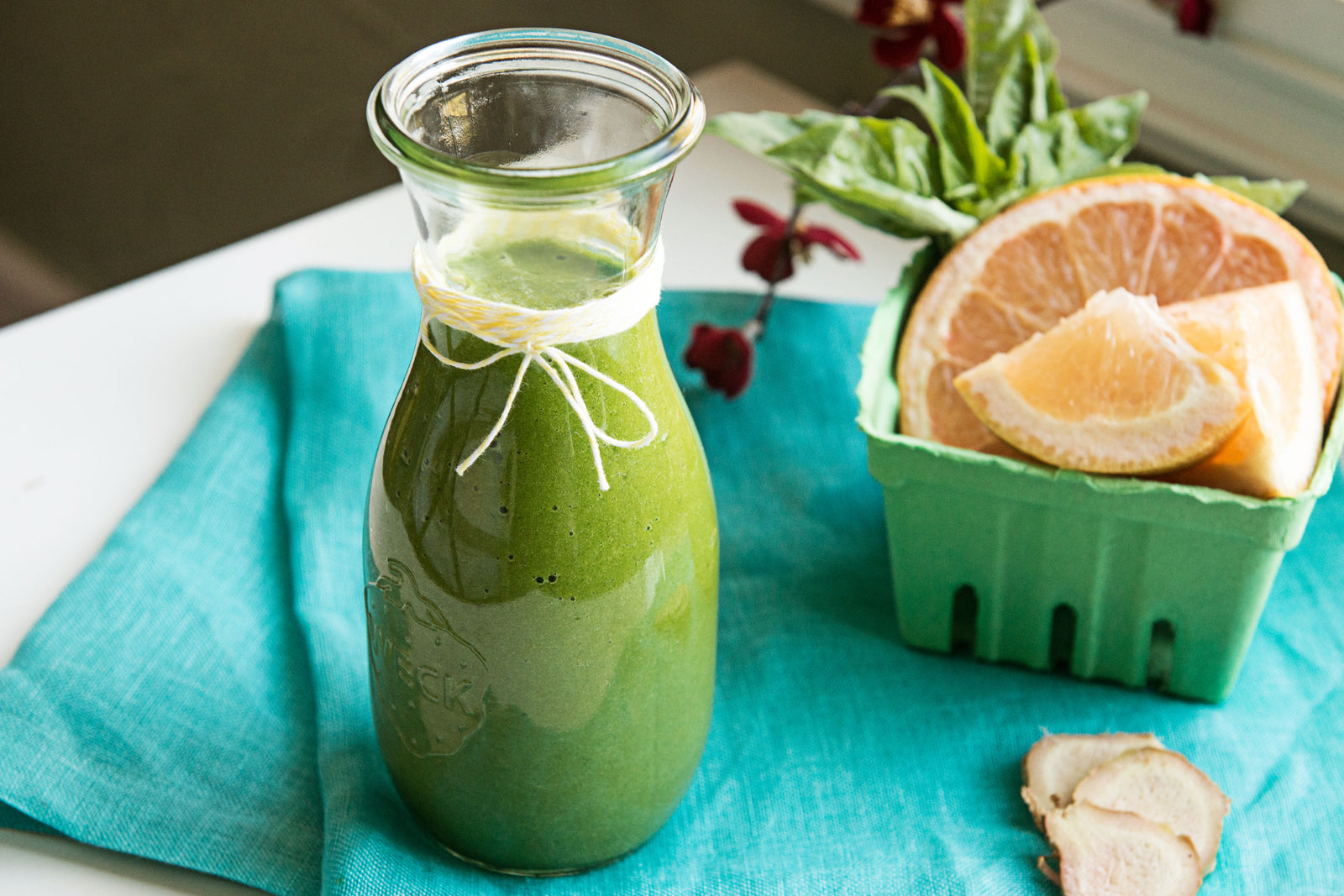 Grapefruit, Basil and Ginger Smoothie