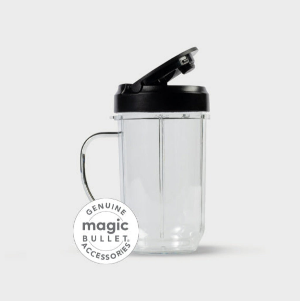 Magic Bullet 12 oz Short Cup with Resealable Lid, Clear/Black